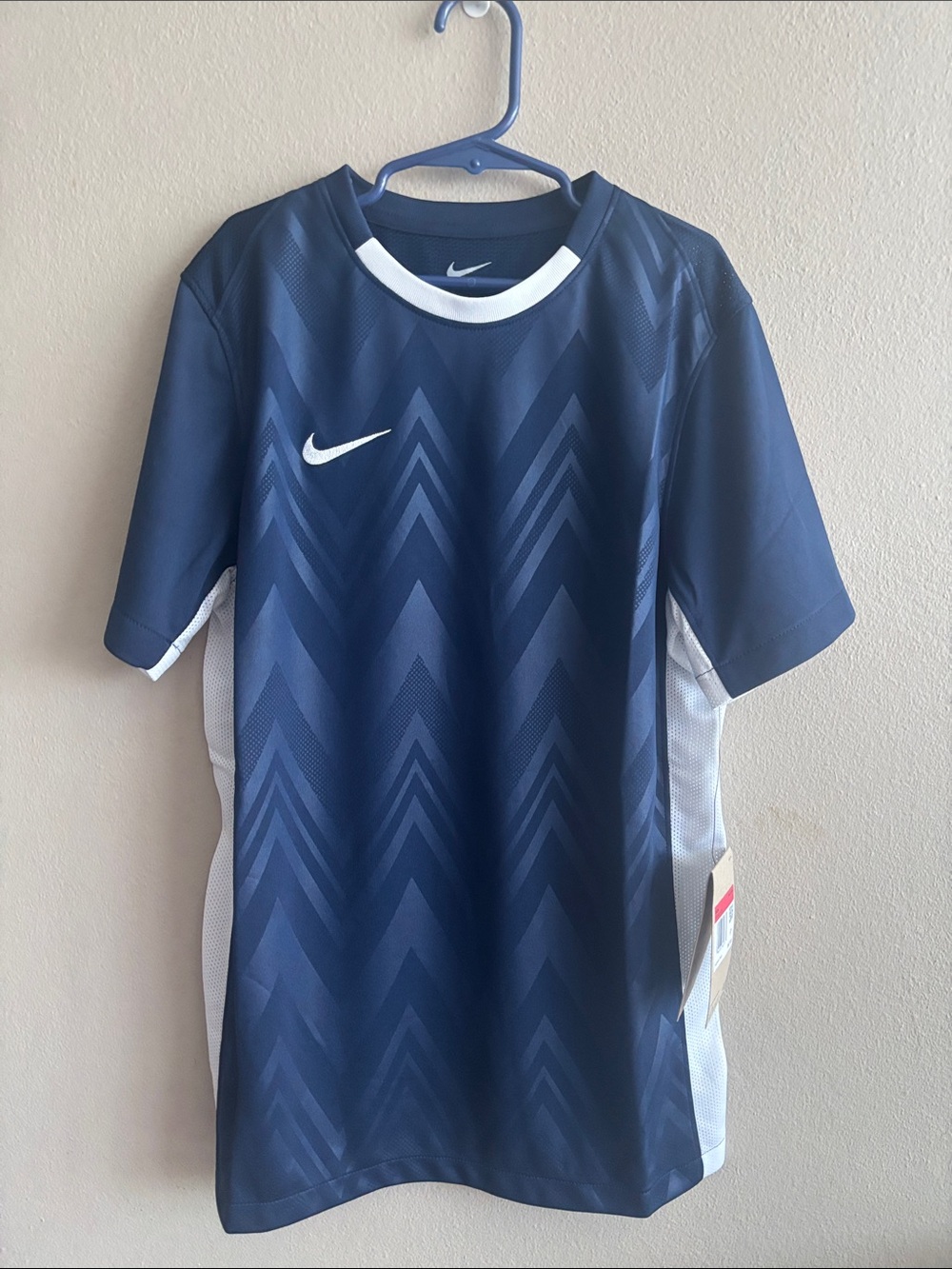 Nike Dri-Fit Kids Boys Navy Short-Sleeve Athletic Football Soccer Jersey Large